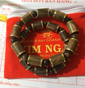 Trầm hương sánh chìm bọc vàng 18k size 10-12mm